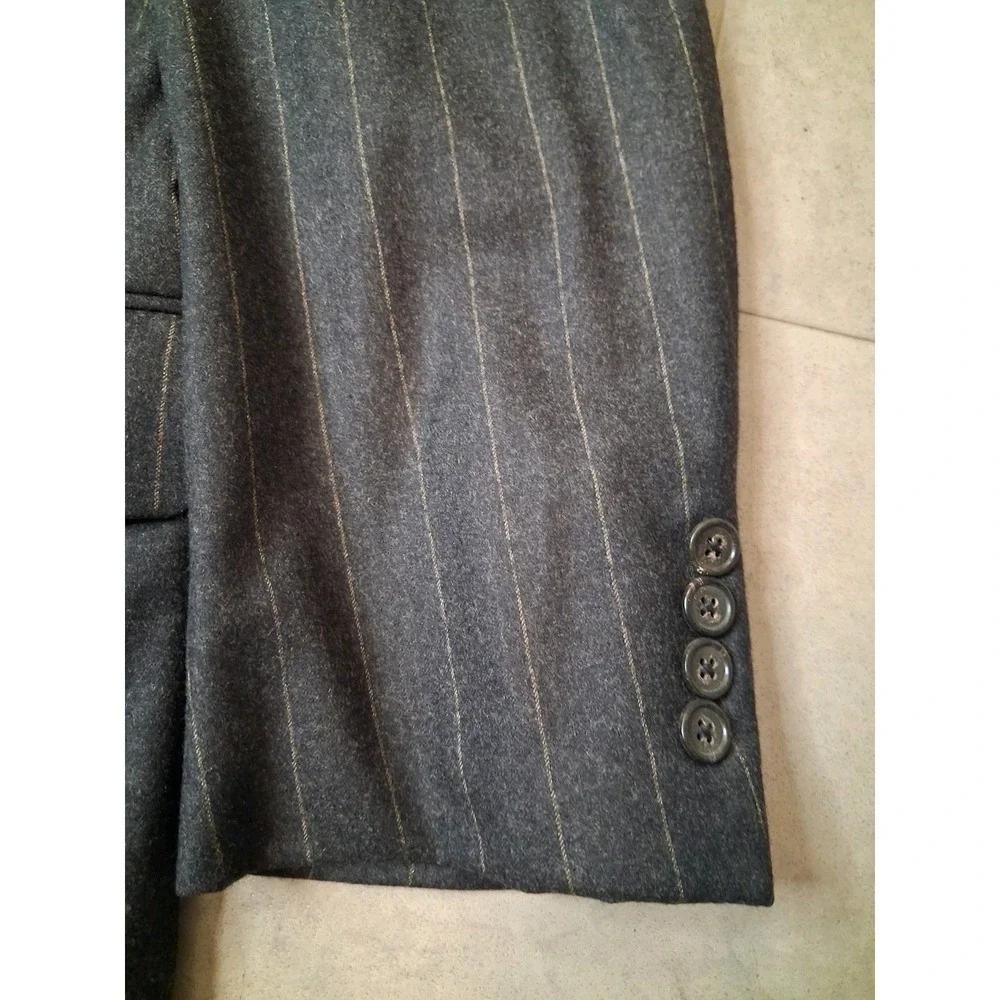 Hilton Wool Mens Gray Stripe Blazer Jacket Size 42 Formal Workwear Office